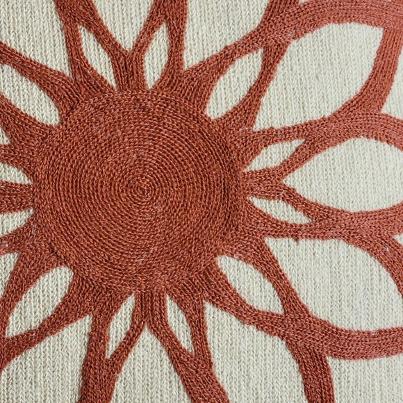 Accent Pillow, Nordstrom, Wool Embroidery Detail One Side, Rust Beige18"x18" - Picture 3 of 7